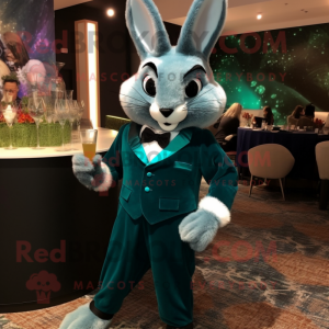 Teal Wild Rabbit mascotte...