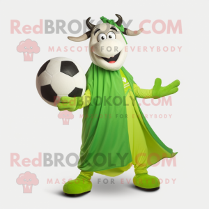 Olive Cow mascot costume character dressed with a Ball Gown and Scarves