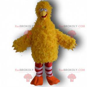 Mascot gran pájaro amarillo divertido y loco, disfraz amarillo