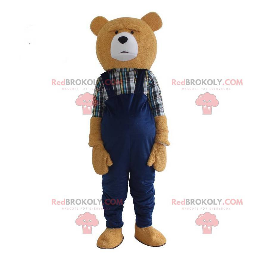 Overalls teddybeer mascotte, kostuum teddybeer - Redbrokoly.com