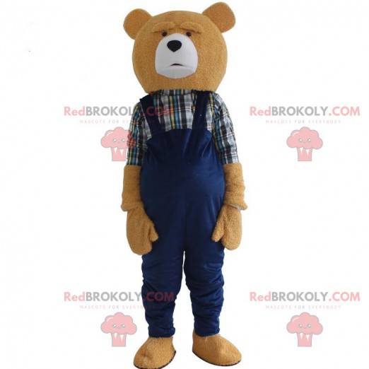 Overalls teddybeer mascotte, kostuum teddybeer - Redbrokoly.com
