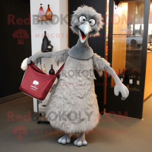 Sølv Emu maskot kostume...