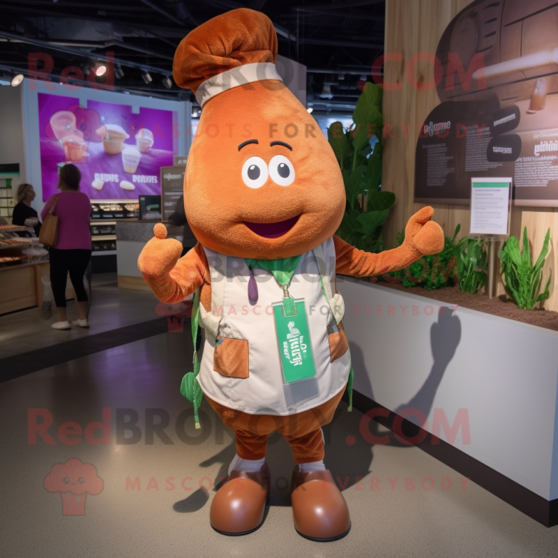 Rust Turnip mascot costume character dressed with a Romper and Bracelet watches