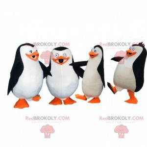 4 mascottes des pingouins de Madagascar, costumes de dessin