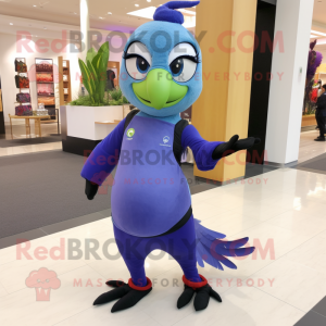 Olive Blue Jay mascot costume character dressed with a Yoga Pants and Handbags