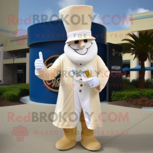 Cream Wizard mascot costume character dressed with a Capri Pants and Hat pins