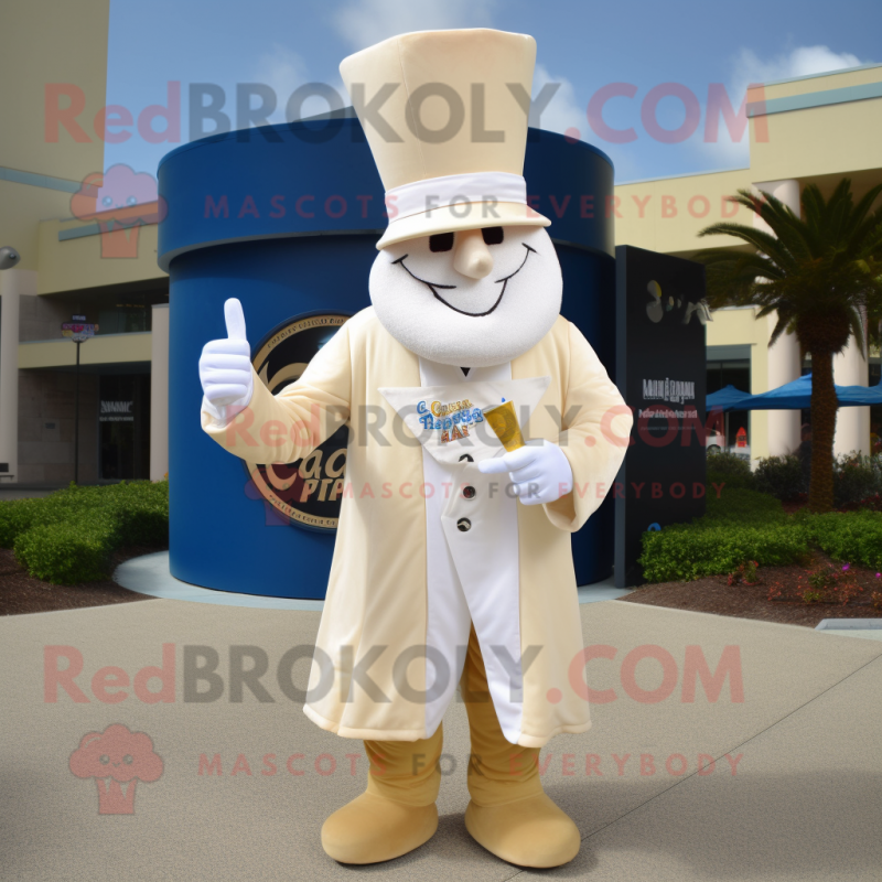 Cream Wizard mascot costume character dressed with a Capri Pants and Hat pins Cream Wizard mascot costume character dressed with a Capri Pants and Hat pins