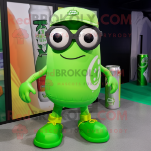 Lime Green Soda Can maskot...