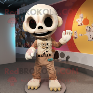 Beige Skull maskot kostume...