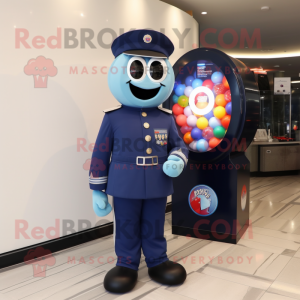 Navy Gumball Machine mascot costume character dressed with a Trousers and Ties