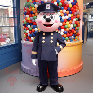 Navy Gumball Machine mascot costume character dressed with a Trousers and Ties
