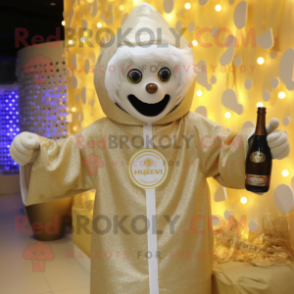 nan Champagne mascot costume character dressed with a Hoodie and Rings