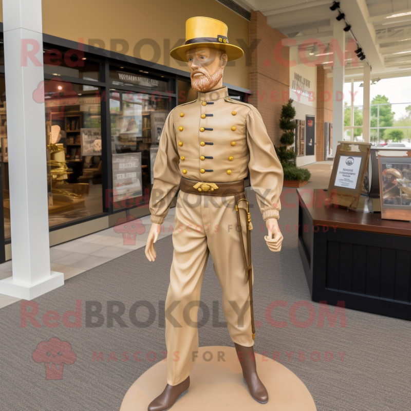 Gold Civil War Soldier mascot costume character dressed with a Dress Shirt and Caps