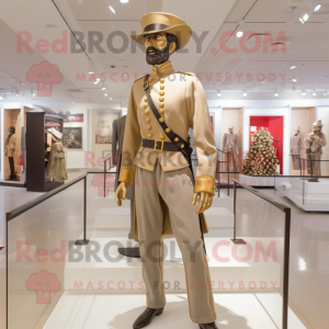 Gold Civil War Soldier mascot costume character dressed with a Dress Shirt and Caps
