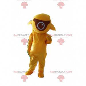 Mascotte de personnage jaune, costume de cyclope -