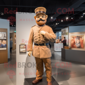 Gold Civil War Soldier mascot costume character dressed with a Dress Shirt and Caps