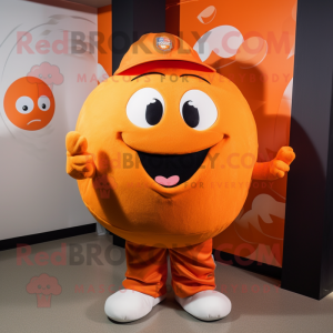 Orange Pumpkin mascot costume character dressed with a Baseball Tee and Cummerbunds