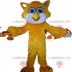 Mascotte gufo arancione e bianco, costume da uccello -