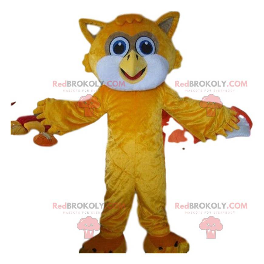 Maskot oranžové a bílé sovy, ptačí kostým - Redbrokoly.com