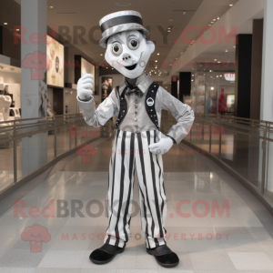 Silver Mime mascot costume character dressed with a Vest and Belts