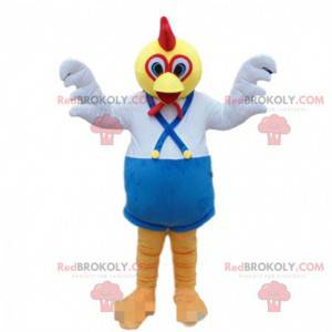 Mascotte gallo, pollo, costume da uccello colorato -