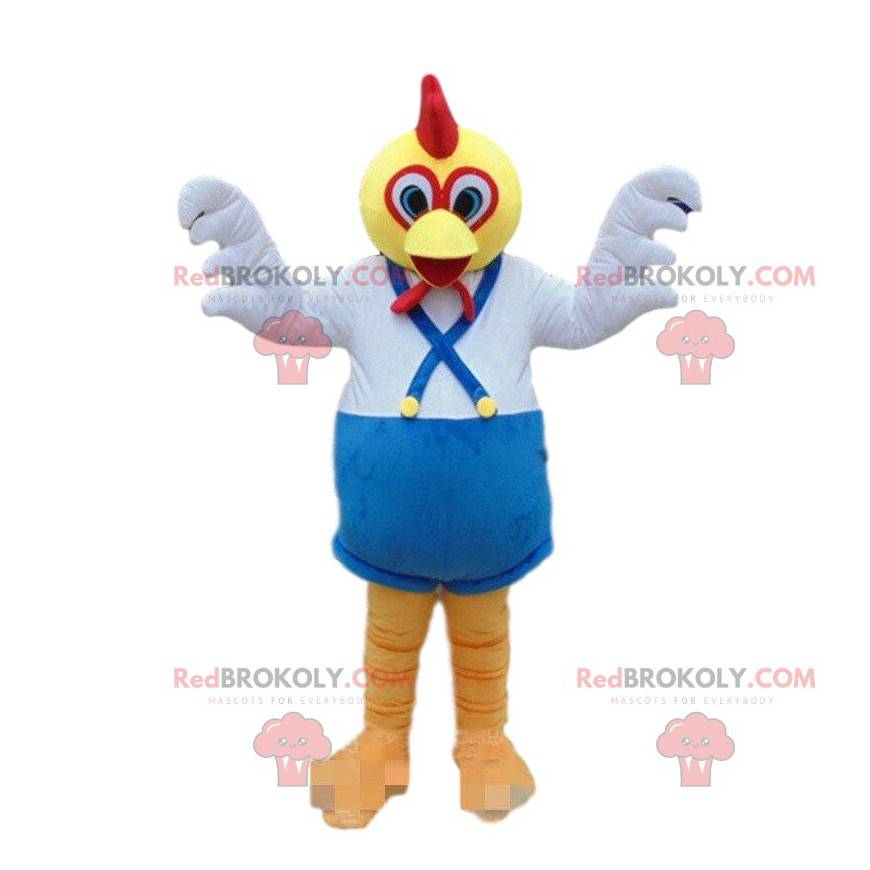 Mascota de gallo, pollo, disfraz de pájaro colorido -