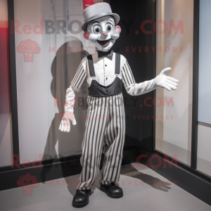 Silver Mime maskot kostym...