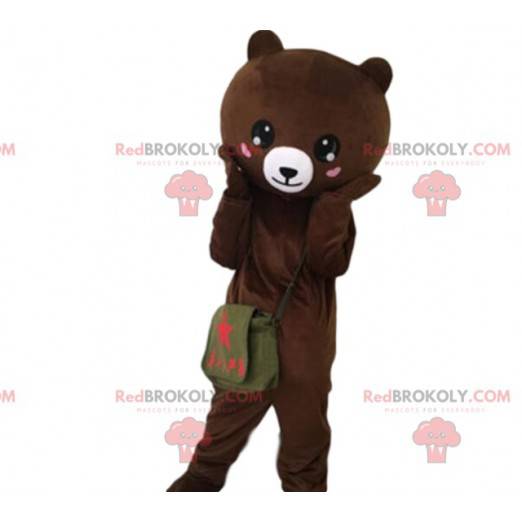 Bear mascot with hearts on cheeks, teddy bear costume -