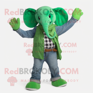 Grön elefant maskot kostym...