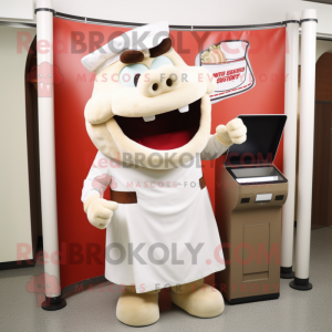 Cream Bbq Ribs mascot costume character dressed with a Poplin Shirt and Wallets
