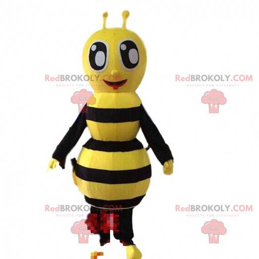 Fato de abelha amarela e preta, fantasia de vespa sorridente -