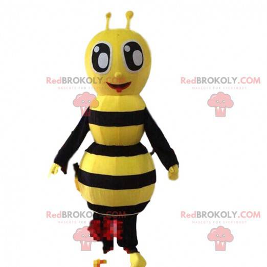 Yellow and black bee costume, smiling wasp costume -