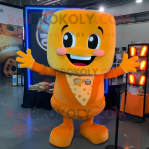 Orange Grilled Cheese Sandwich mascot costume character dressed with a Bodysuit and Necklaces