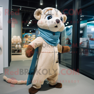 Beige Ferret maskot kostume...