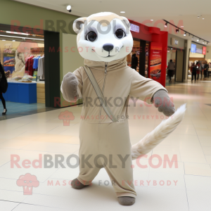 Beige Ferret maskot kostume...