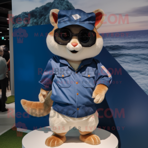 Navy Flying Squirrel mascot costume character dressed with a Shorts and Eyeglasses