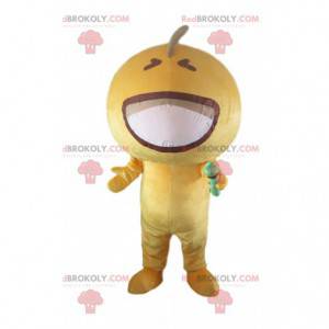 Microphone mascot yellow glove, yellow character costume -