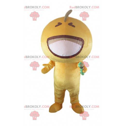 Mascota de micrófono guante amarillo, traje de personaje