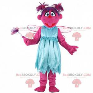 Mascotte de personnage rose, costume de créature rose -