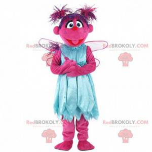 Mascotte de personnage rose, costume de créature rose -