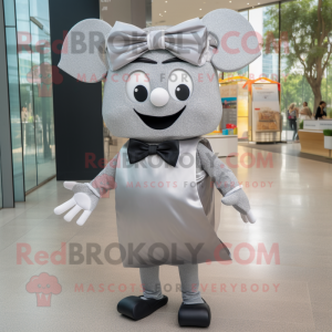 Silver Pad Thai mascot costume character dressed with a Culottes and Bow ties