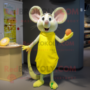 Lemon Yellow Ratatouille mascot costume character dressed with a One-Piece Swimsuit and Earrings