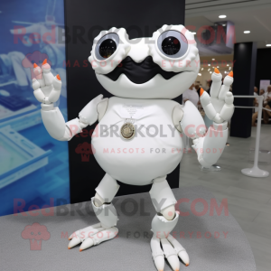 White Crab mascot costume character dressed with a A-Line Dress and Bracelet watches