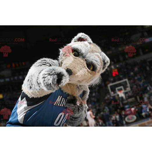 Gray and brown wolf mascot all hairy - Redbrokoly.com