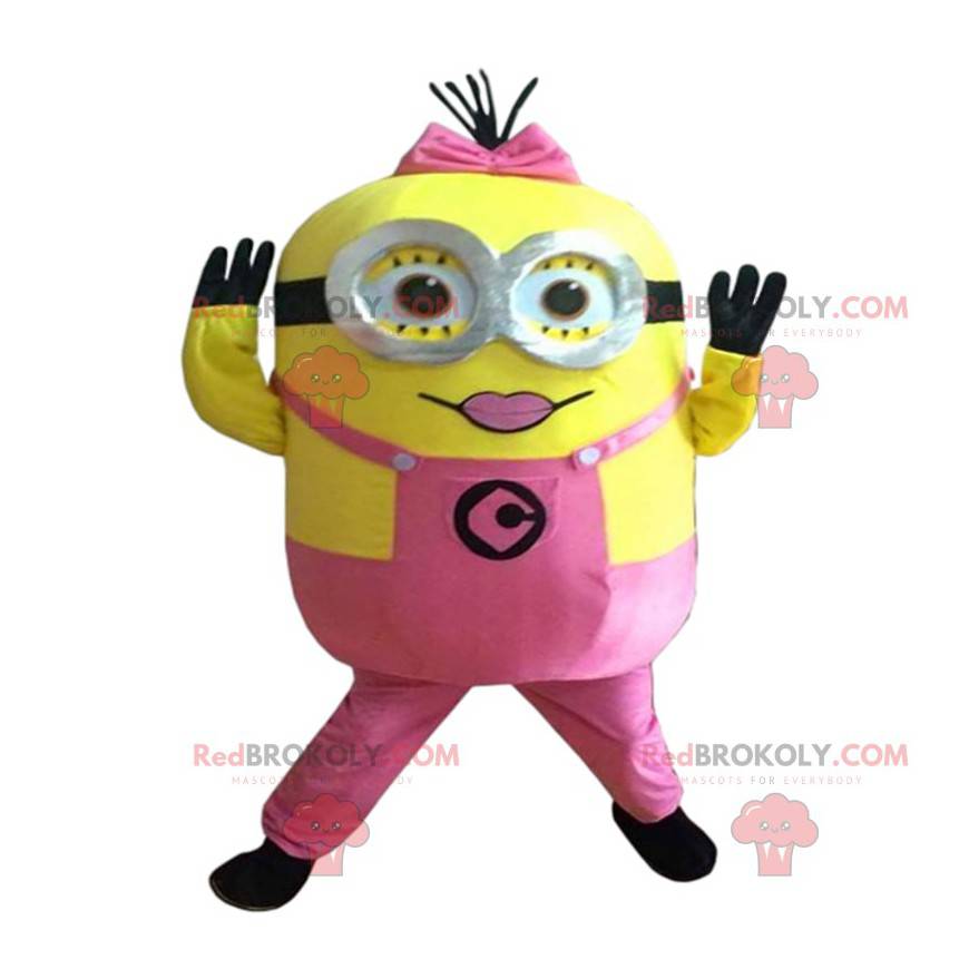 Minions maskot, kledd i rosa fra filmen "Me, stygg og stygg" -