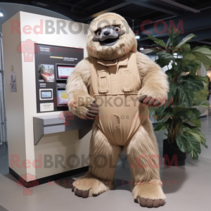 Beige Giant Sloth maskot...