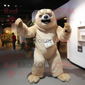 Beige Giant Sloth maskot...