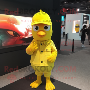 Gele Duif mascotte kostuum...