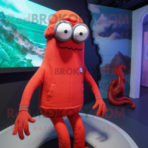 Red Squid maskot kostume...