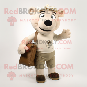 Beige So maskot kostume...